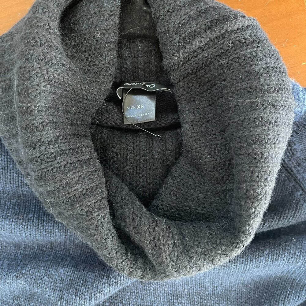 AVANT TOI BLUE BLACK HAND DYED CASHMERE TURTLENECK SWEATER - Picture 5 of 6